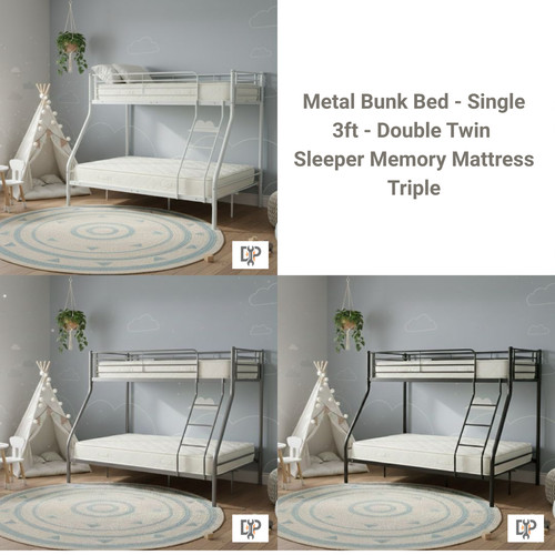 Metal triple bunk bed single - metal,
